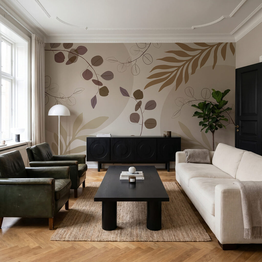 Hojas en tonos naturales — interior 1