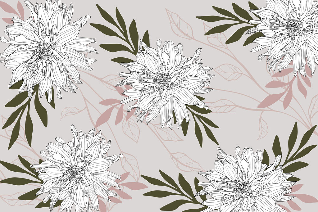 Flores entre hojas oscuras — diseño completo