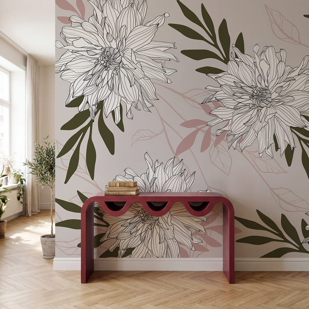 Flores entre hojas oscuras — interior 1