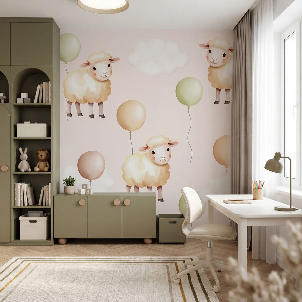 Ovejas entre globos suaves — interior 2