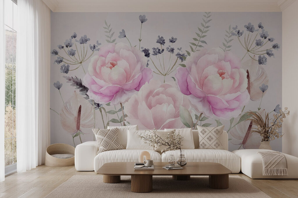 Peonías rosas entre flores — interior 2