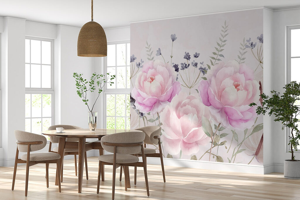 Peonías rosas entre flores — interior 3