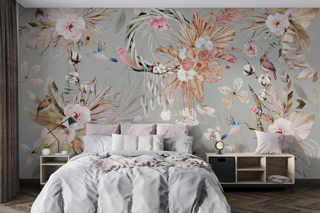 Flores con aves elegantes — interior 1
