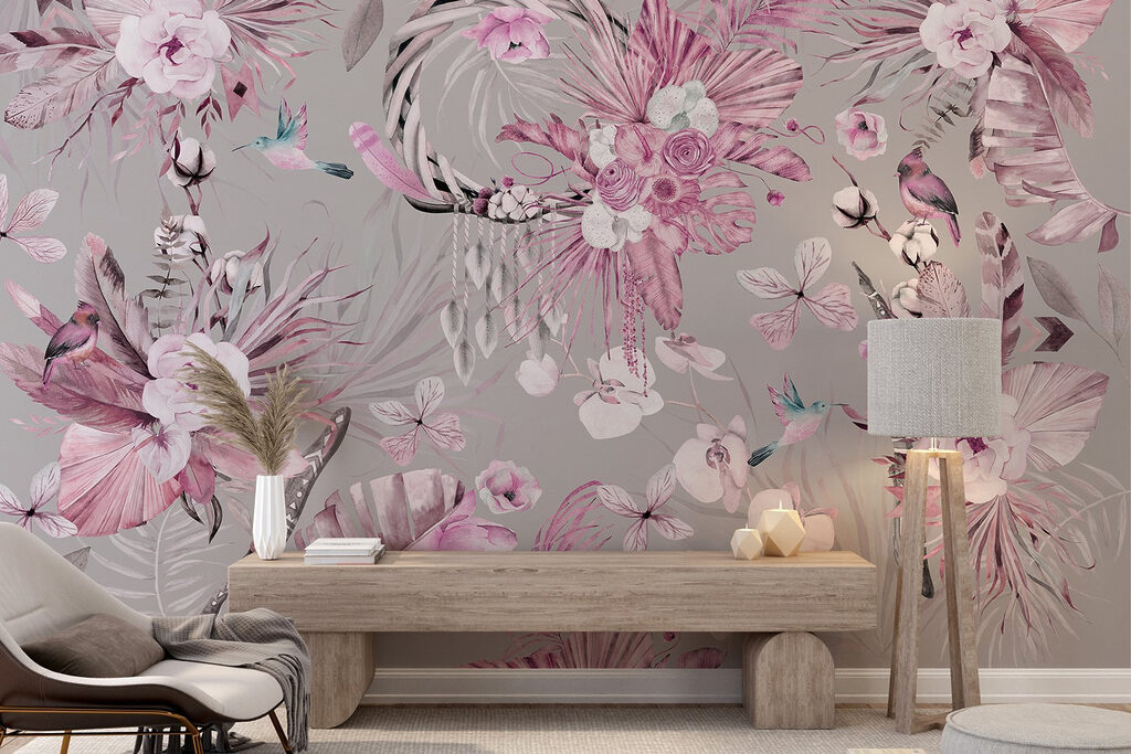 Flores con aves elegantes — interior 1