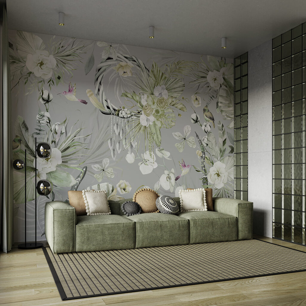 Flores con aves elegantes — interior 1