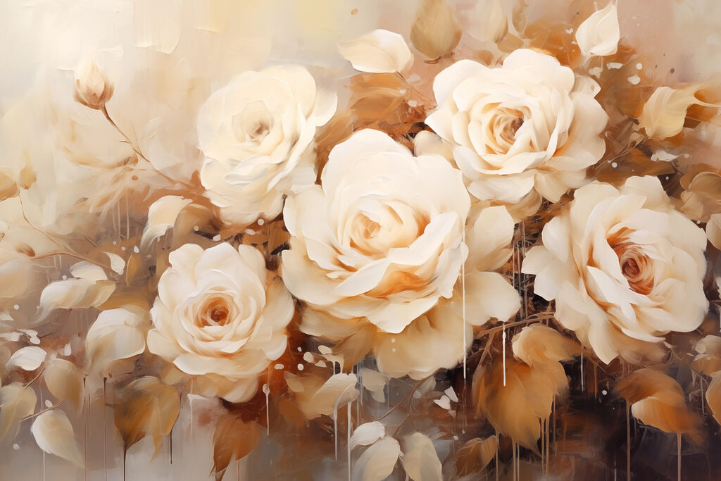 Rosas blancas pintadas — diseño completo