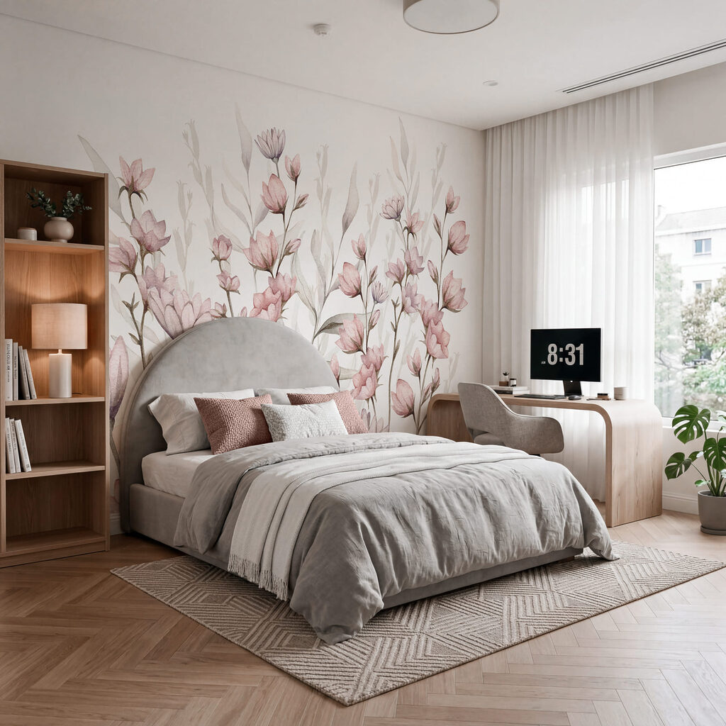 Flores rosas sobre blanco — interior 1