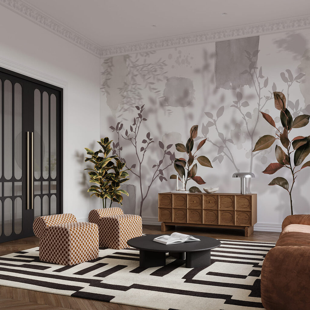 Ramitas ante hojas difuminadas — interior 2