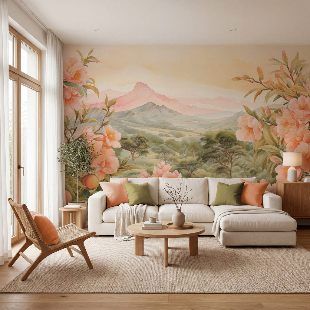 Flores rosas ante montañas — interior 2