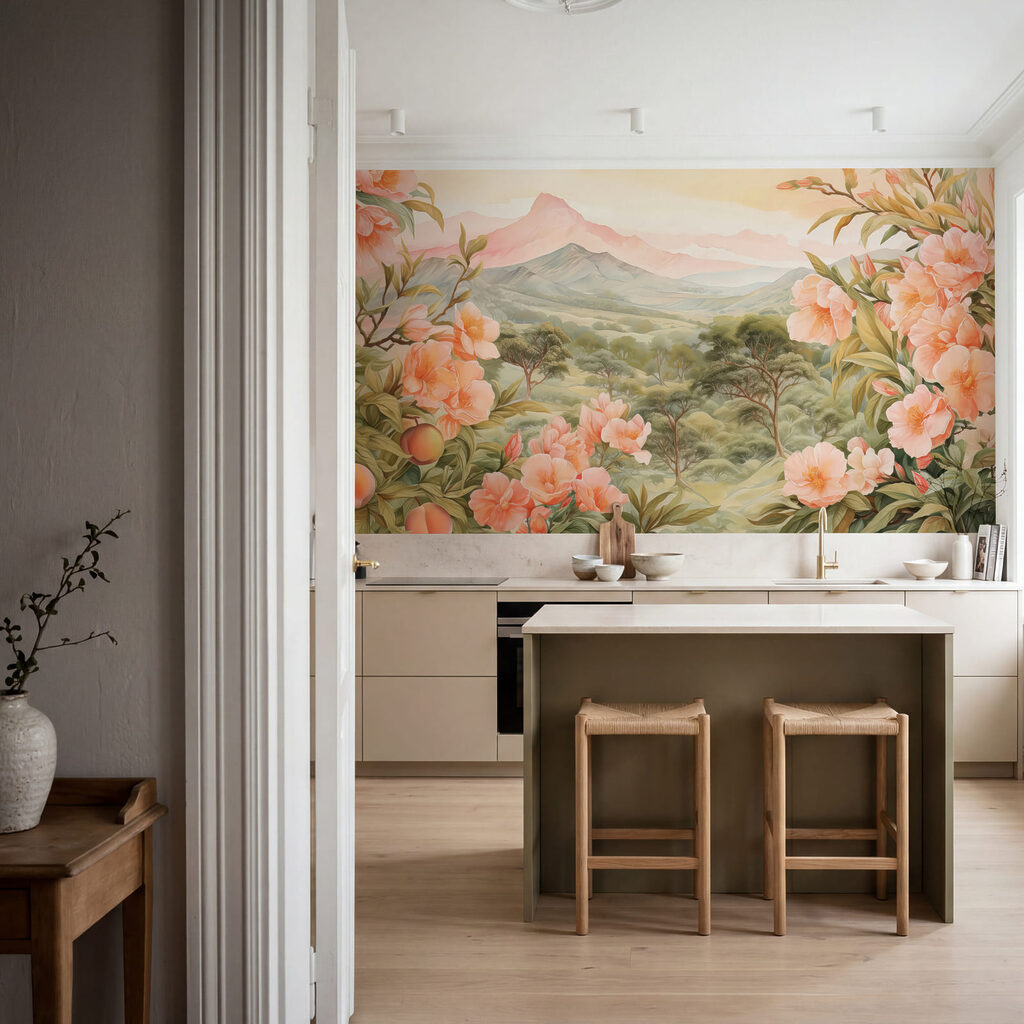 Flores rosas ante montañas — interior 1