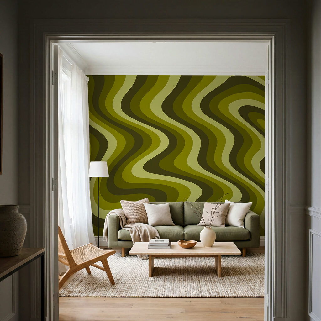 Olas de bandas sinuosas en un interior