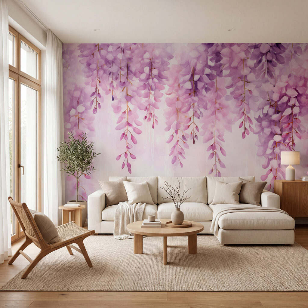 Racimos colgantes en flor en un interior