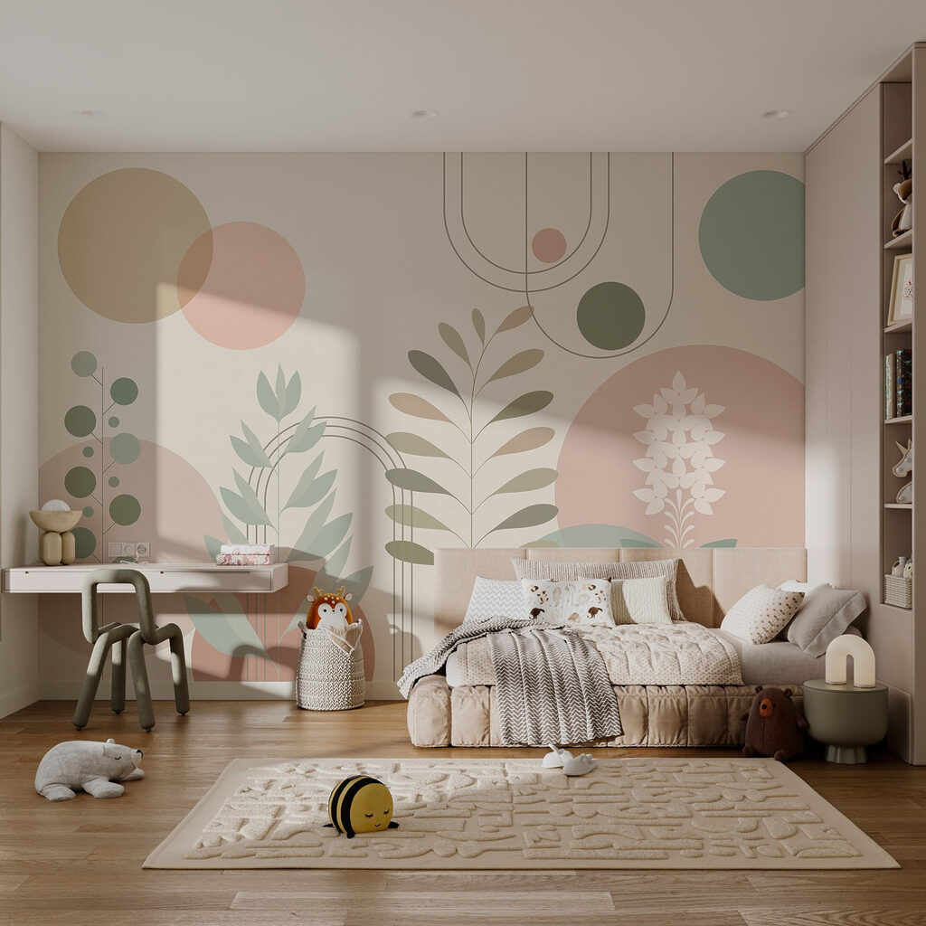 Plantas junto a círculos en un interior