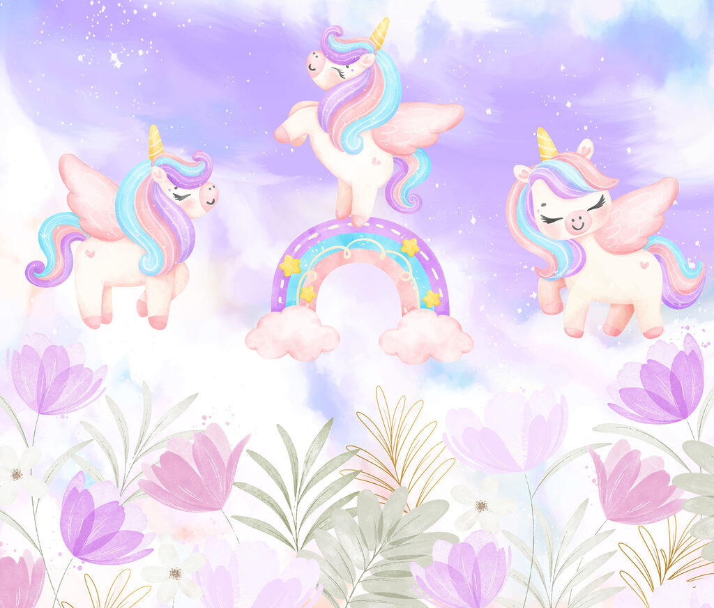 Unicornios bajo el arcoíris — diseño completo