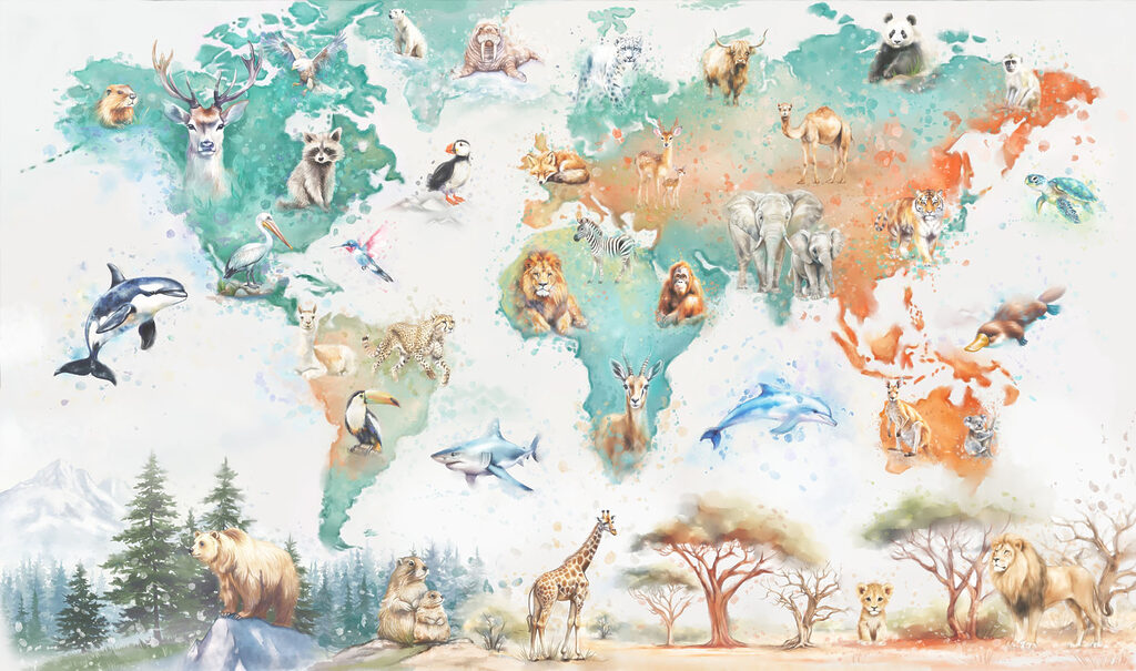 Mapa vivo con animales — diseño completo