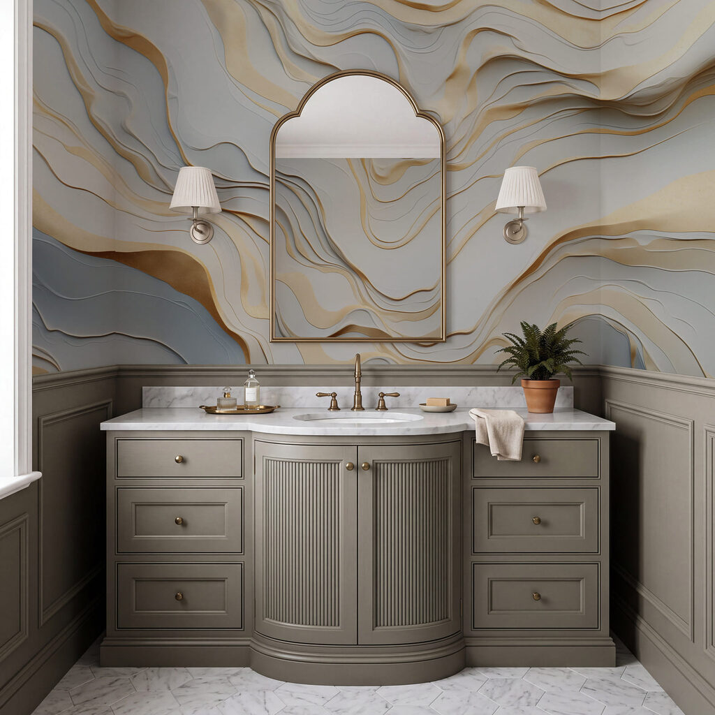 Capas onduladas, bordes claros en un interior