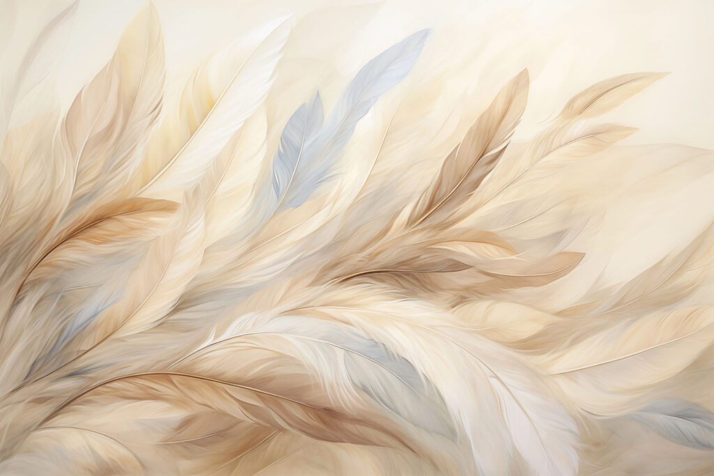 Plumas en azul pálido — diseño completo