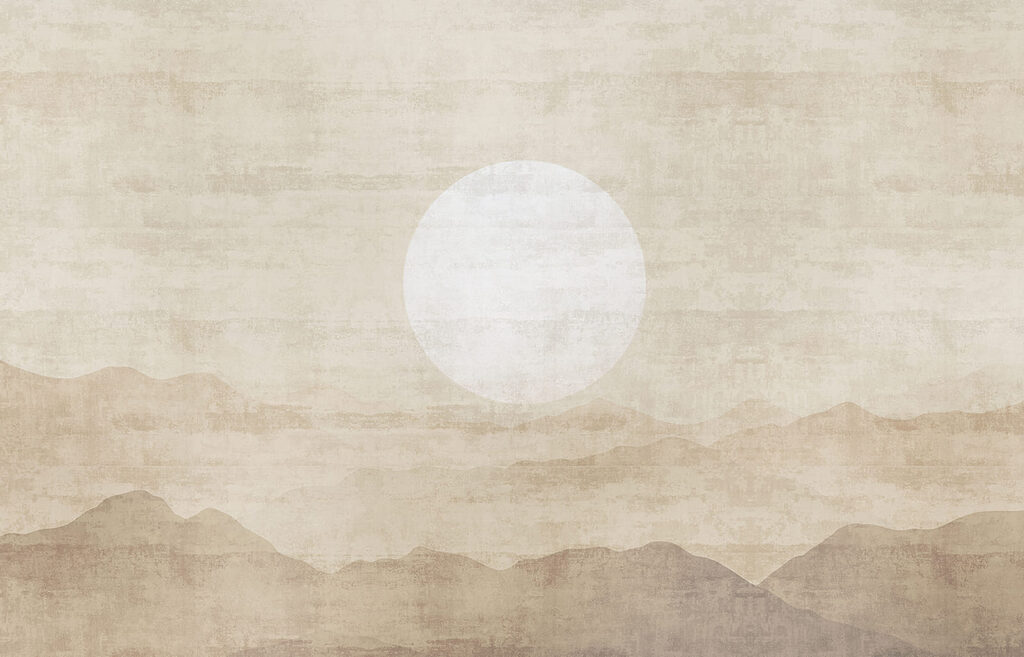 Sol blanco sobre arena — diseño completo