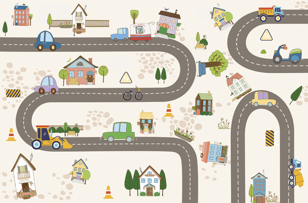 Coches por el pueblo — diseño completo