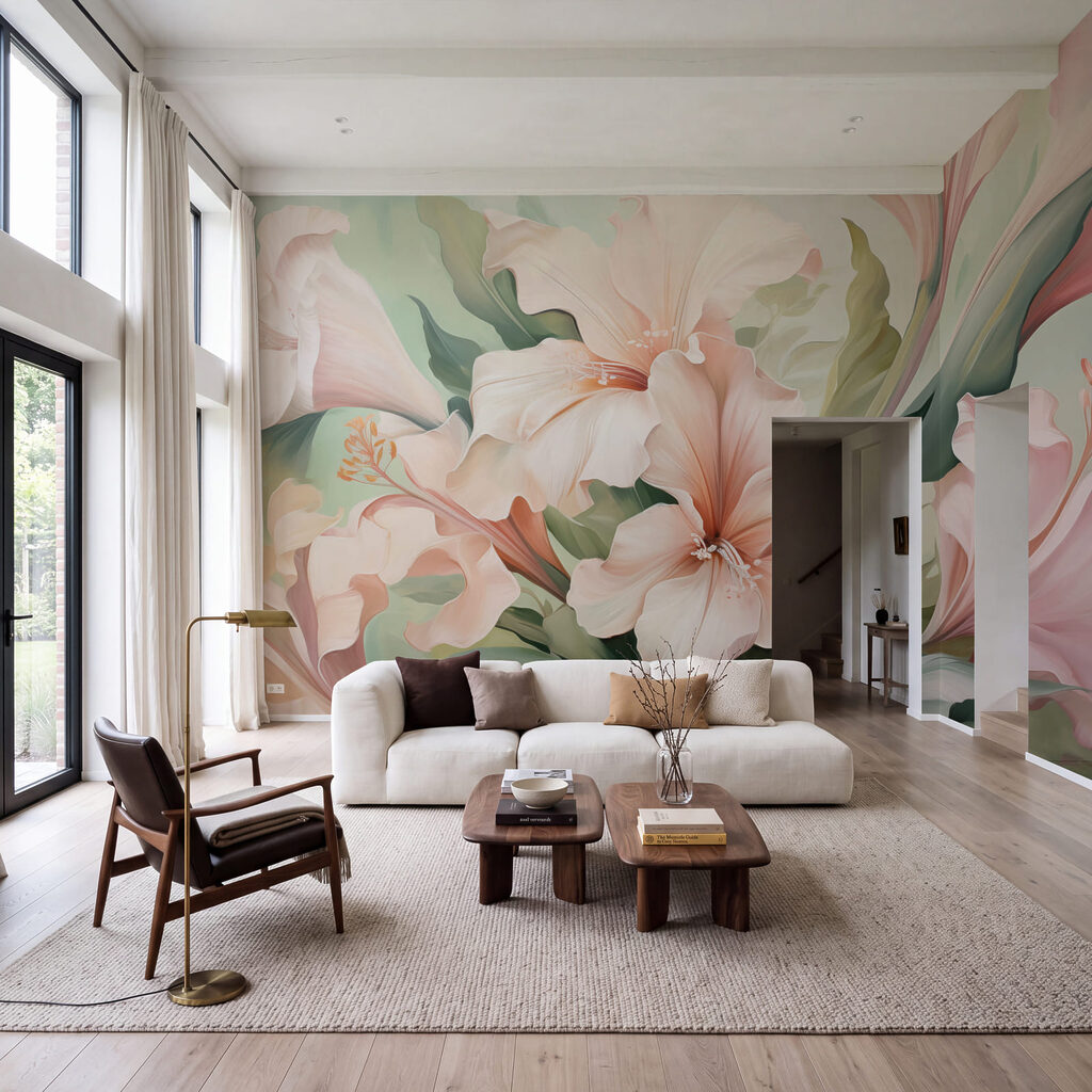 Flores rosas con verde — interior 1