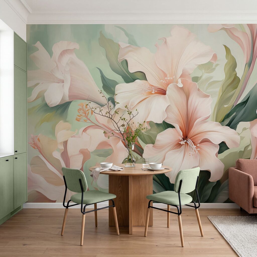 Flores rosas con verde — interior 3