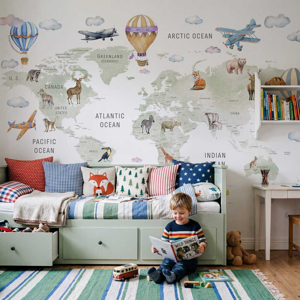Mapa mundial con globos — interior 1