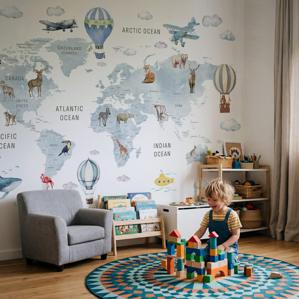 Mapa mundial con globos — interior 2