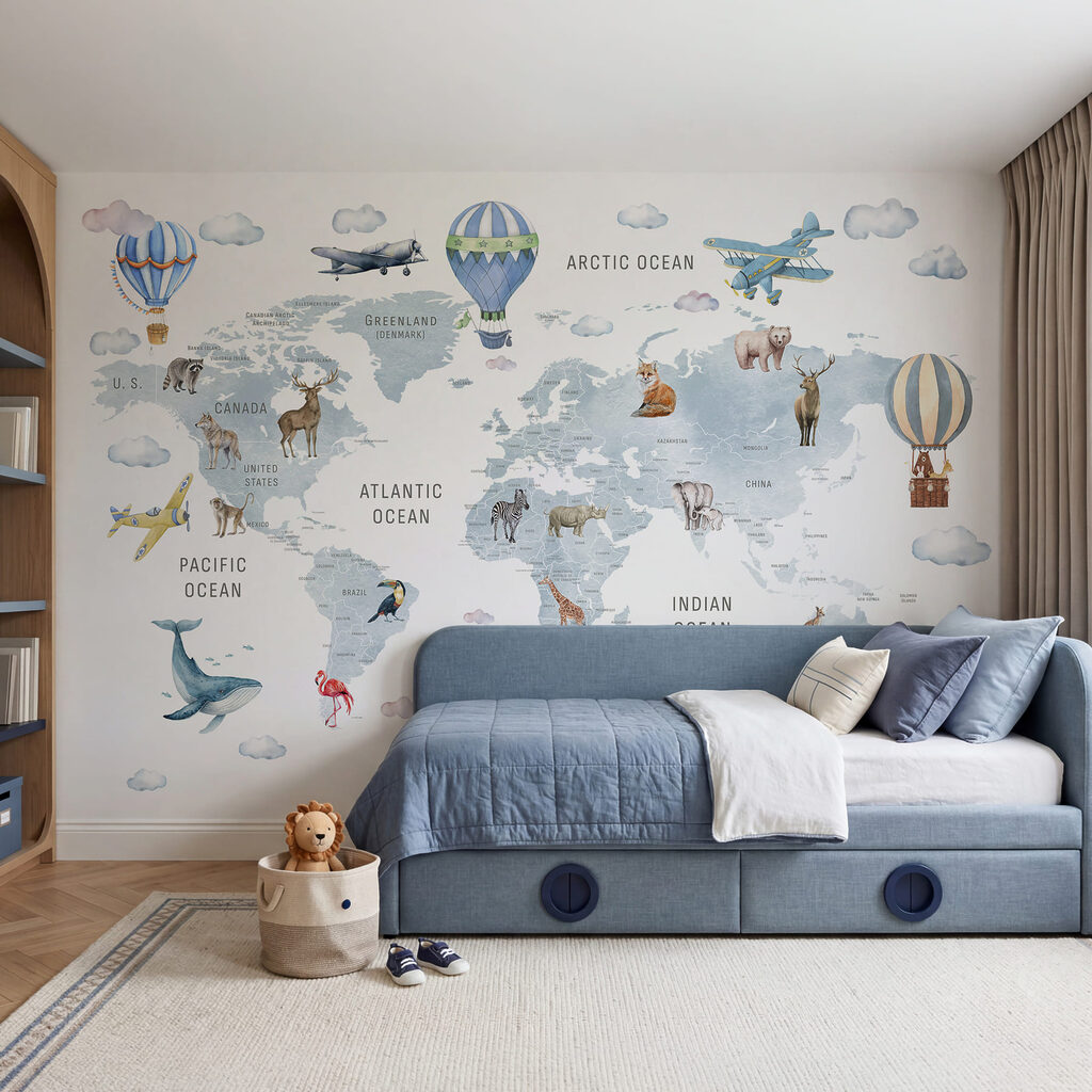 Mapa mundial con globos — interior 1