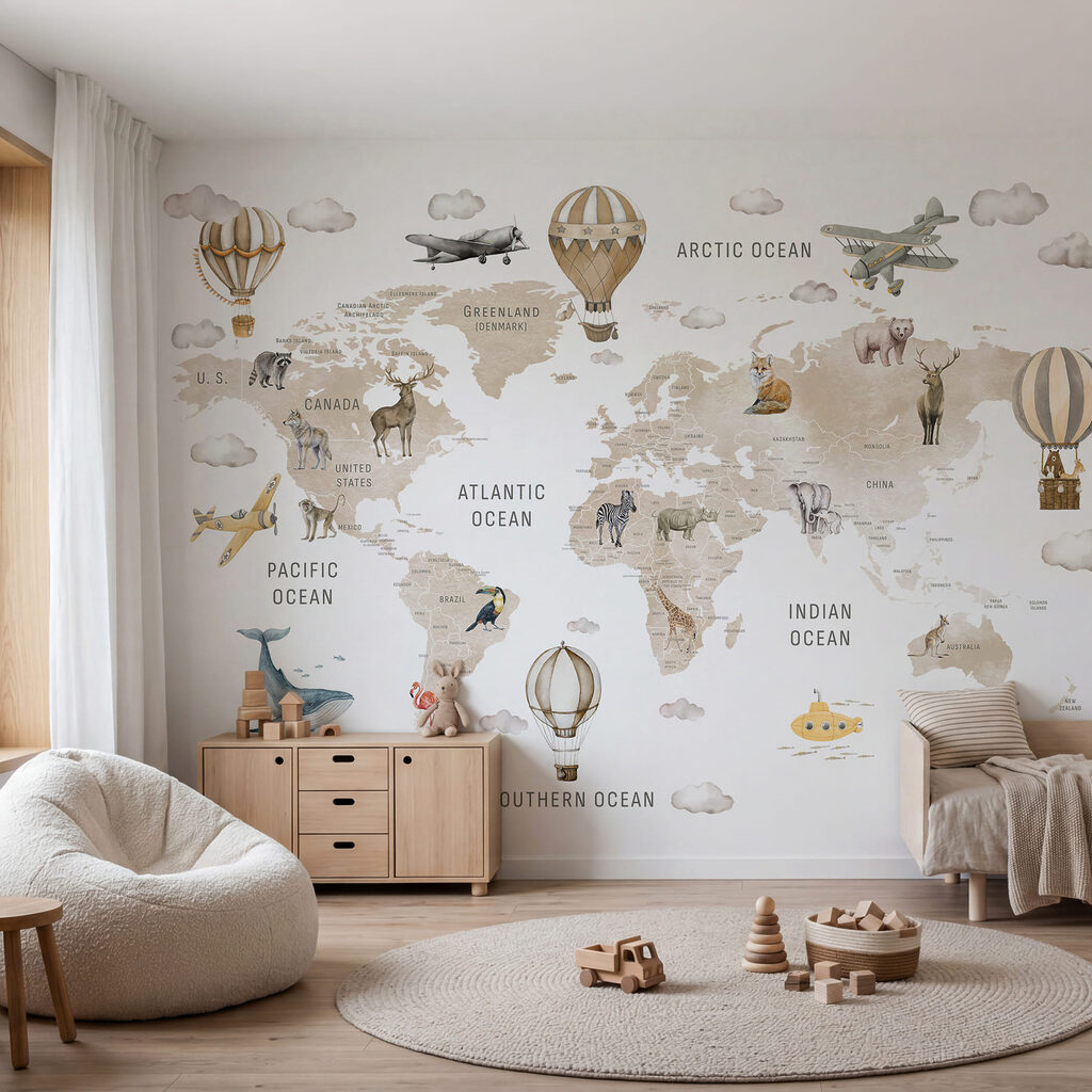 Mapa mundial con globos — interior 1