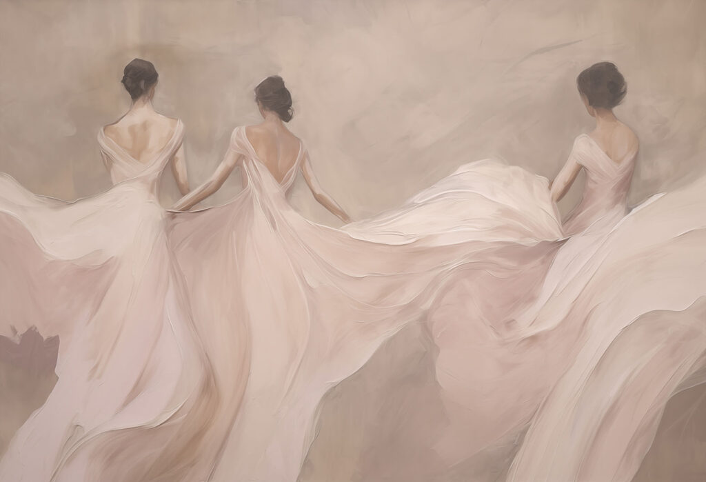 Tres bailarinas en rosa — diseño completo
