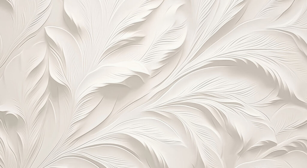 Plumas blancas finamente dibujadas — diseño completo