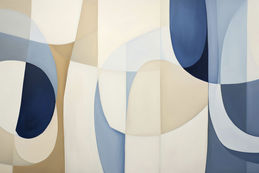 Arcos azules sobre crema — diseño completo