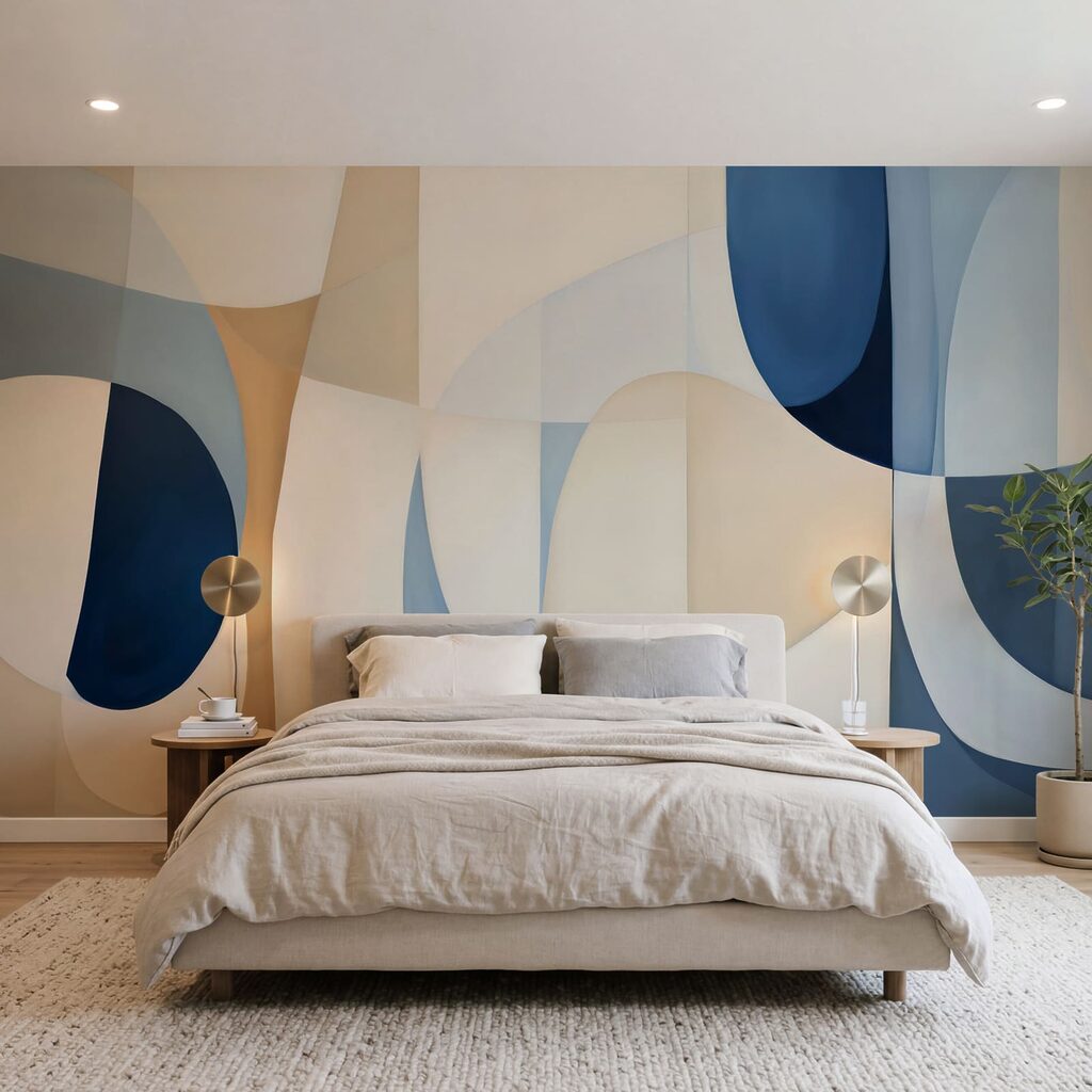 Arcos azules sobre crema — interior 2