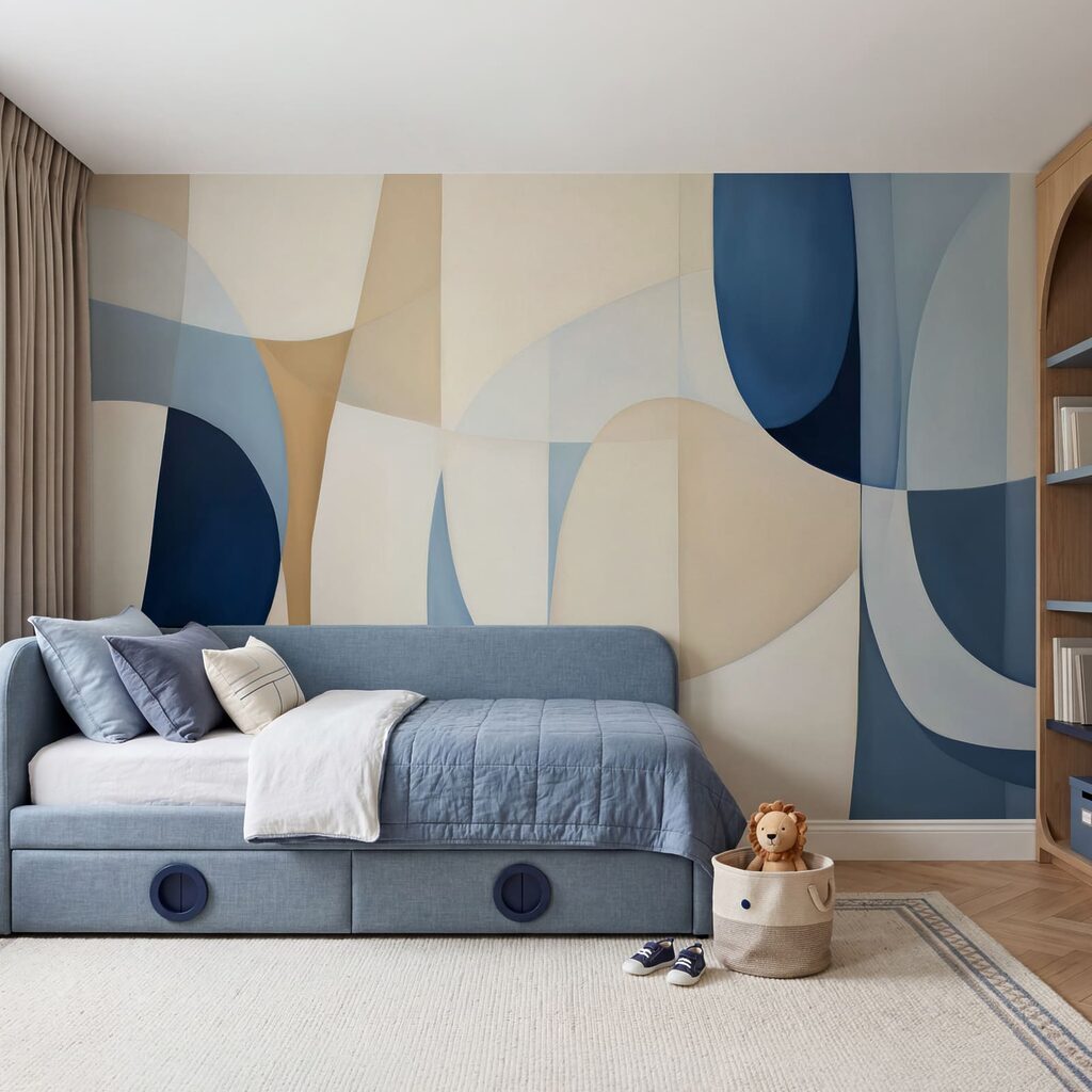 Arcos azules sobre crema — interior 3