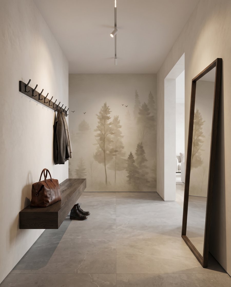 Árboles en niebla pálida — interior 5