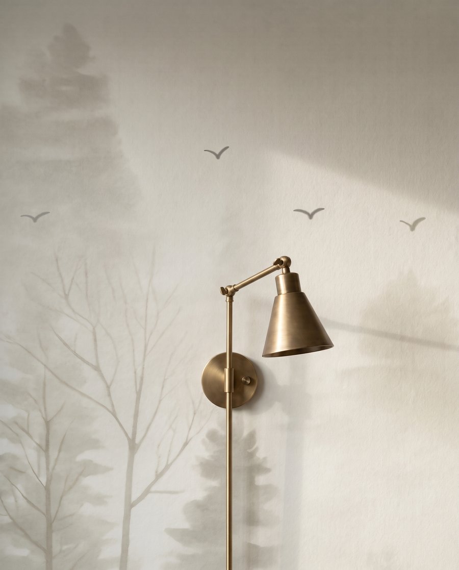 Árboles en niebla pálida — detalle