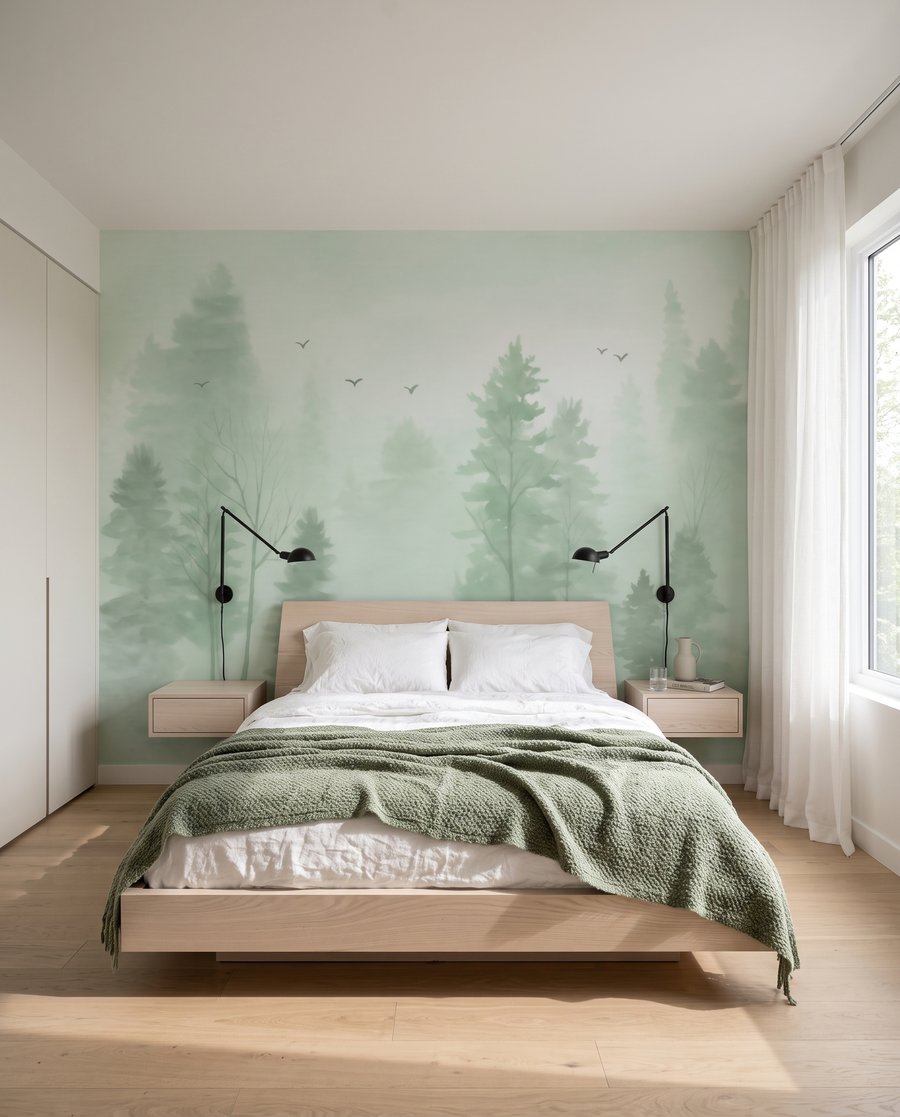 Árboles en niebla pálida — interior 2