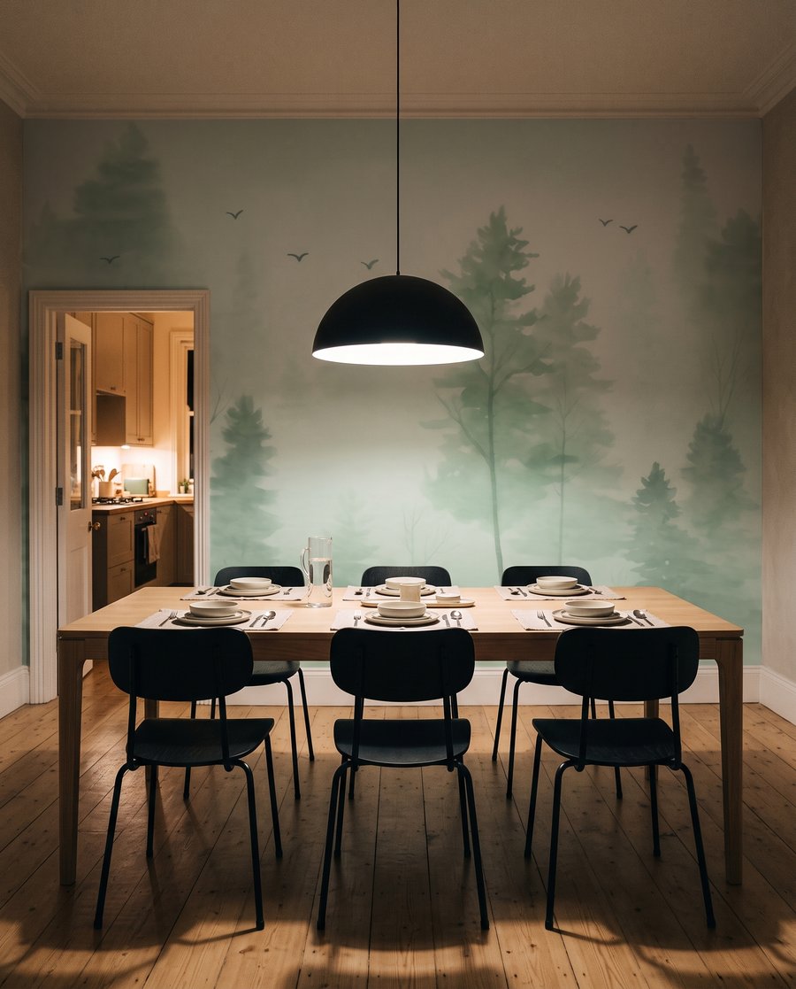 Árboles en niebla pálida — interior 4