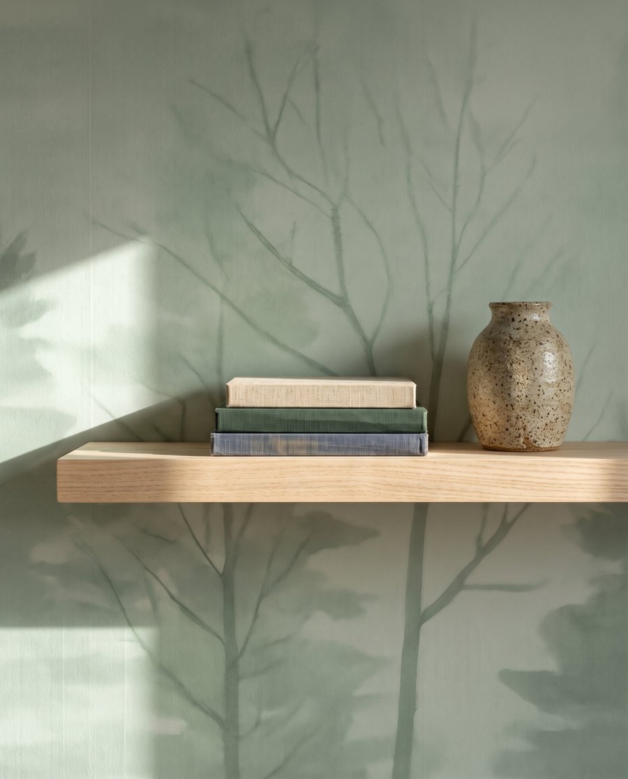 Árboles en niebla pálida — detalle