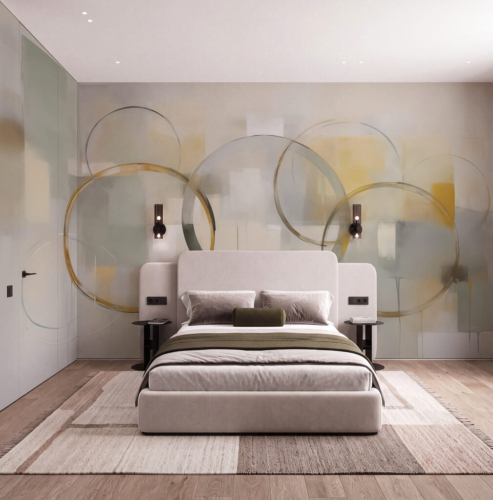 Círculos dorados sobre color — interior 2