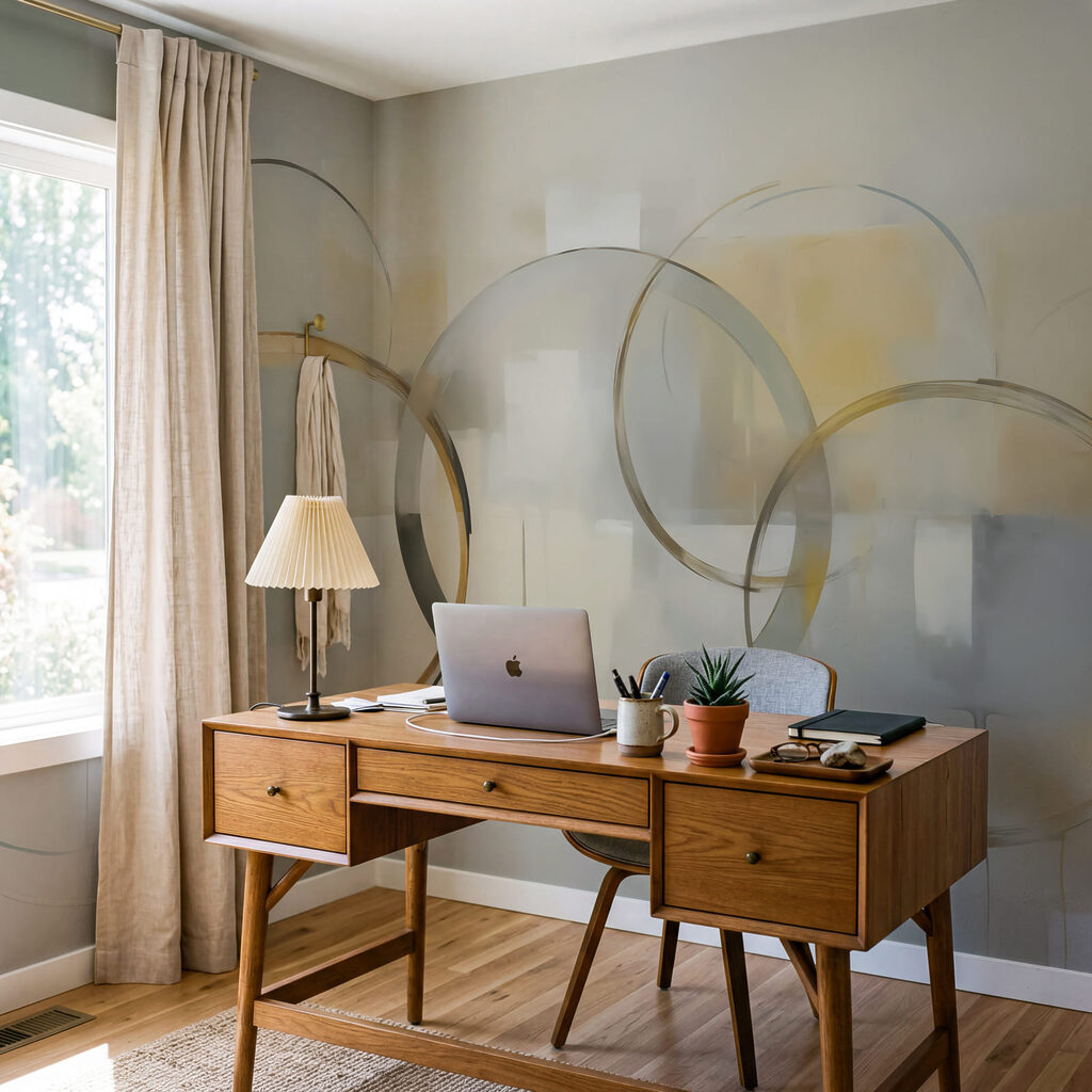 Círculos dorados sobre color — interior 3