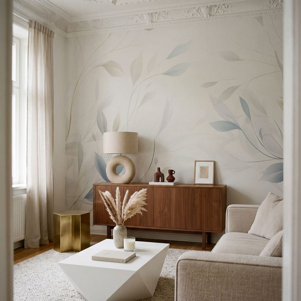 Hojas azules sobre blanco — interior 2