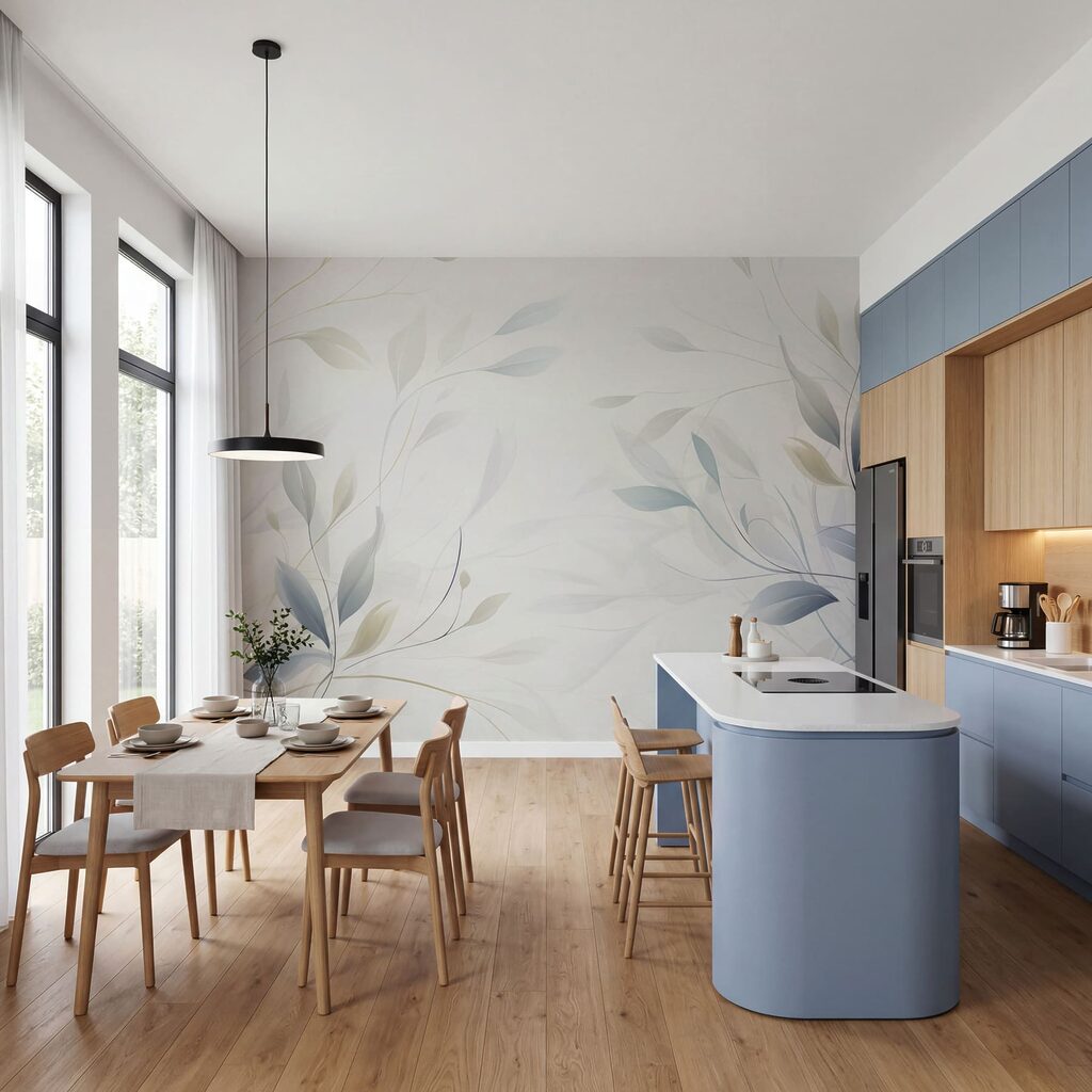 Hojas azules sobre blanco — interior 3