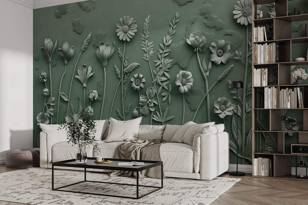 Flores con sombras suaves en un interior