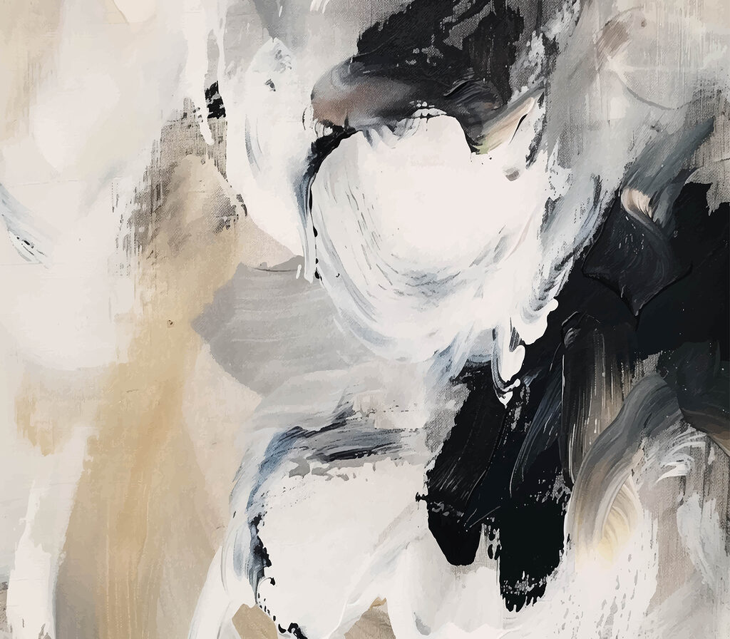 Pintura negra sobre crema — diseño completo