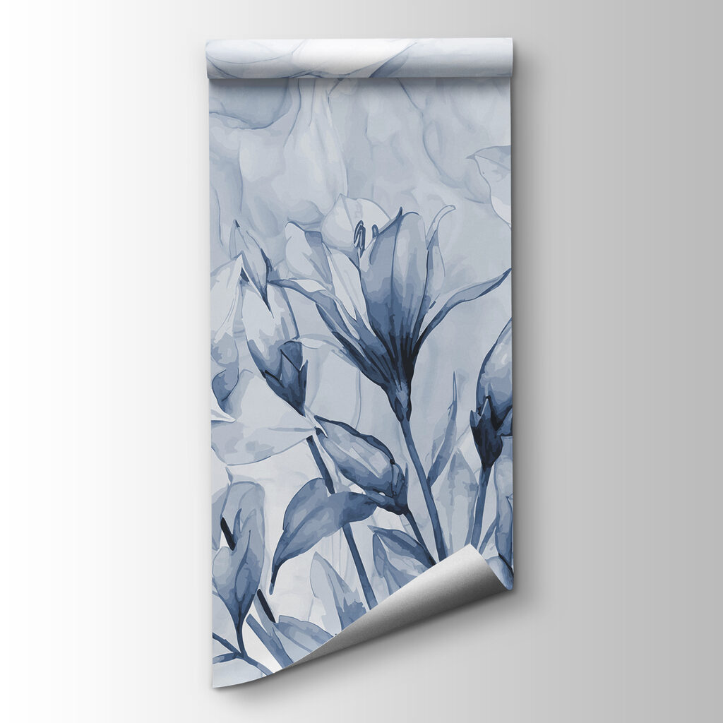 Flores azules, efecto mármol — vista del producto