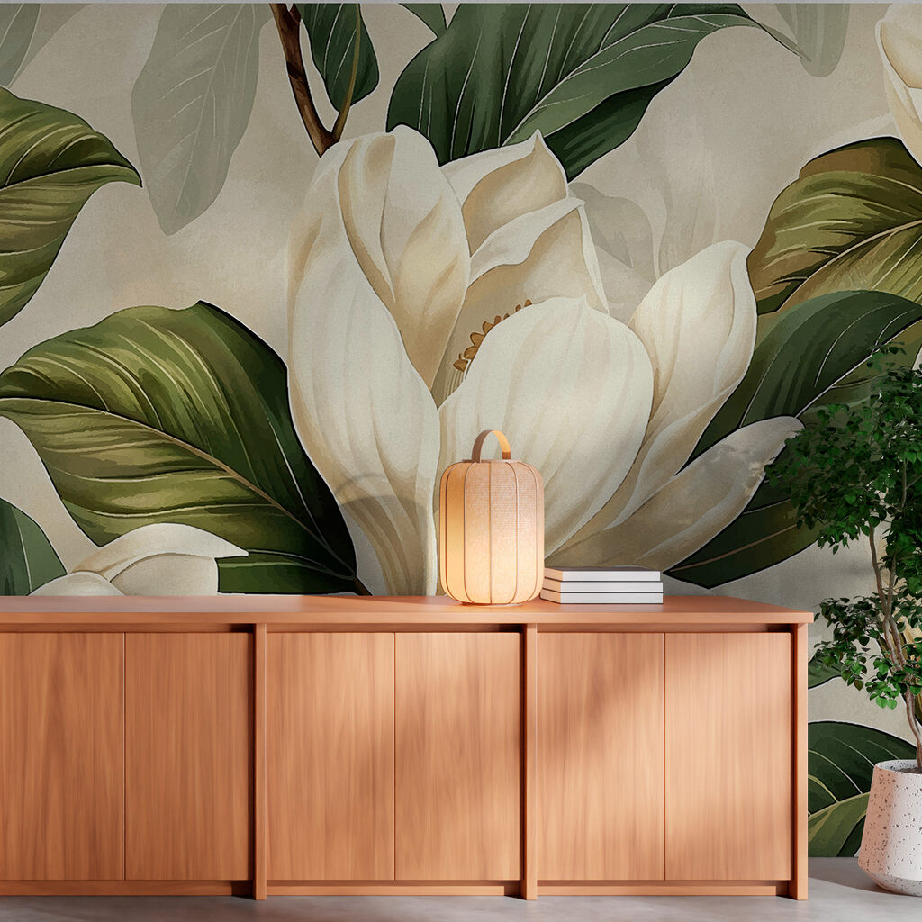 Flores crema entre verde — interior 3