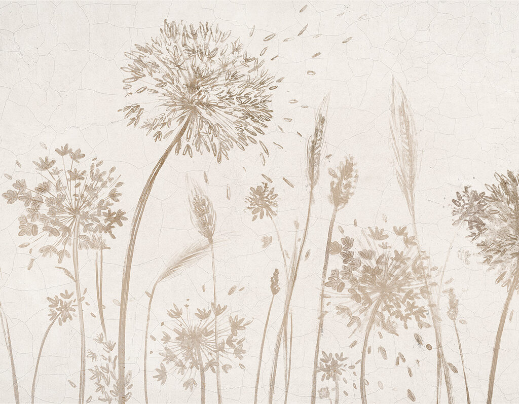 Flores secas en beige — diseño completo