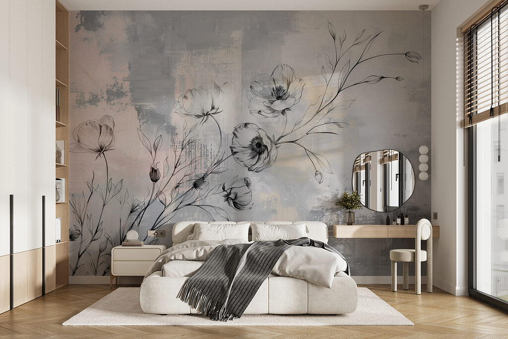 Ramas floridas en gris — interior 1