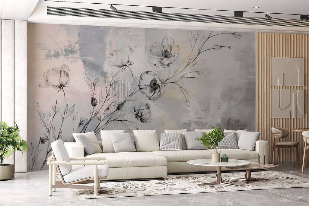 Ramas floridas en gris — interior 3